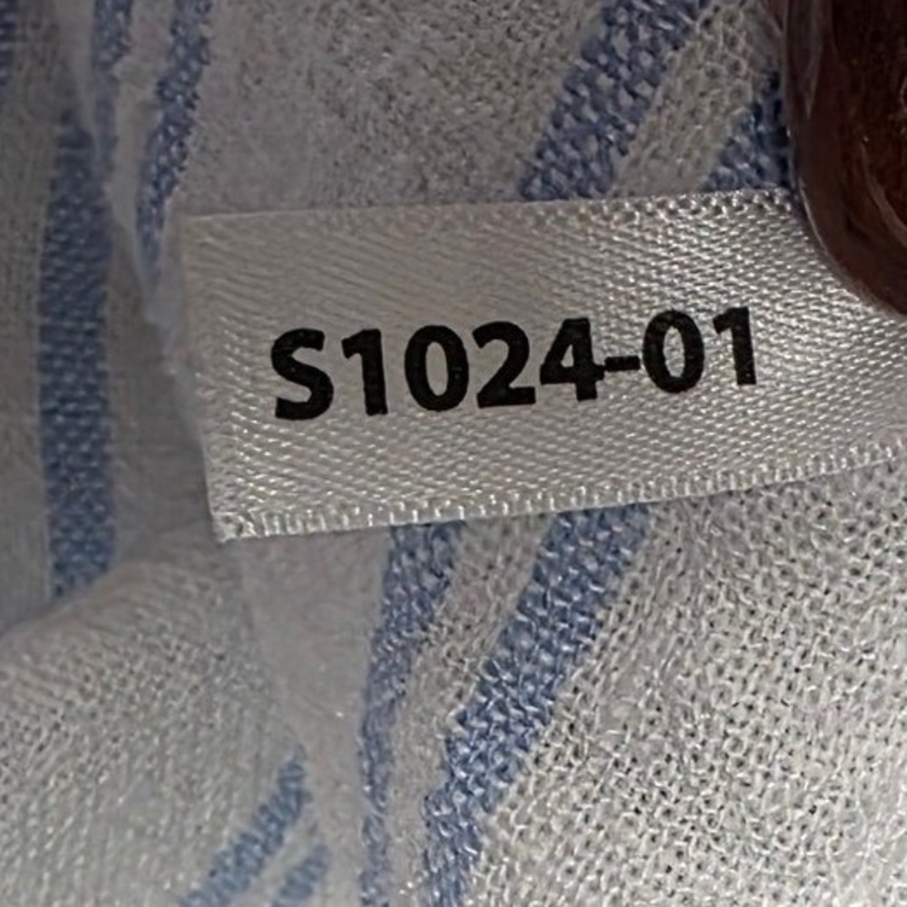Buffalo David Bitton Sky Blue and White Striped Linen Blend Button Up Top Costal - Picture 7 of 7